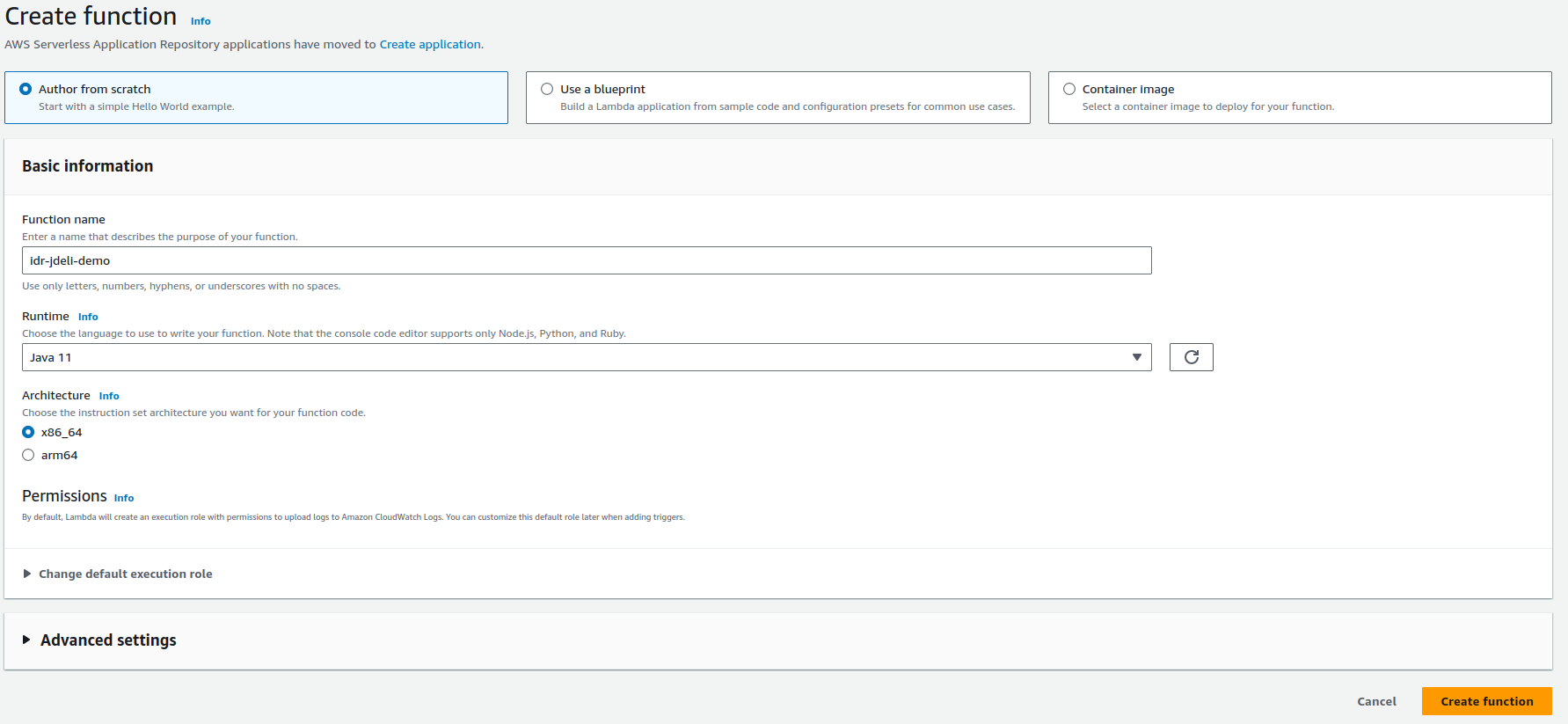 Lambda Create Menu